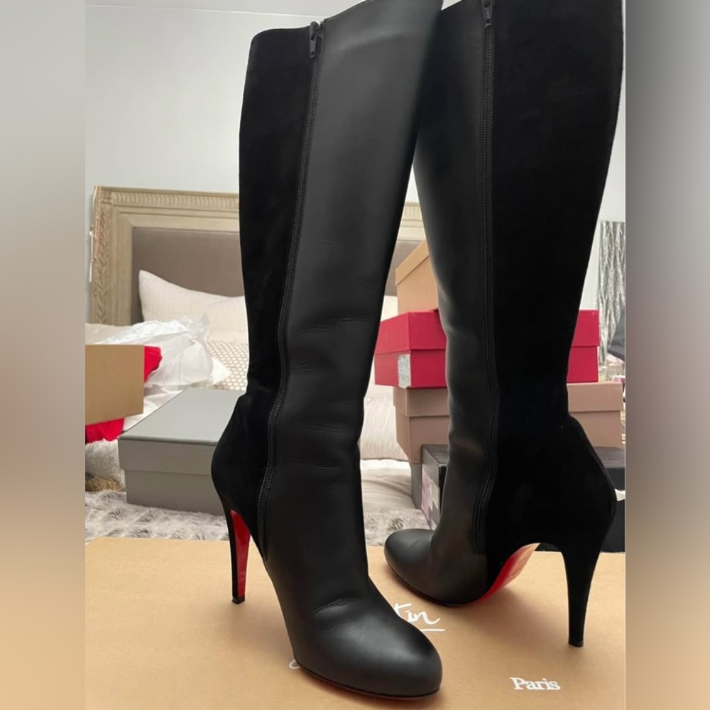Black leather and suede Christian Louboutin Boots.